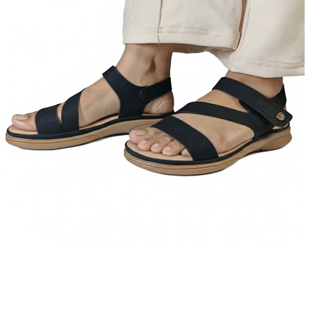 SIKETU Comfort Cross-Strap Ladies Sandals –Black Elegance Edition